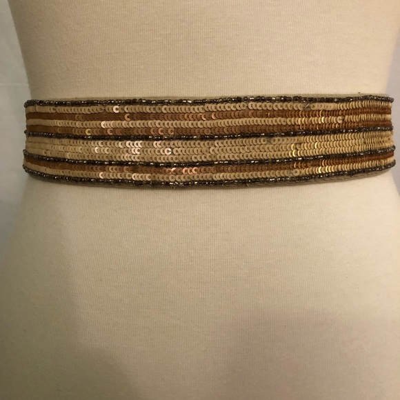 NWT Loft Beaded Belt in Gold and Tan - Picture 2 of 6